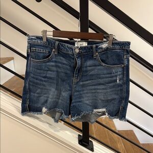 BKE Blue Jean Shorts with Frayed Hem and Vintage Look